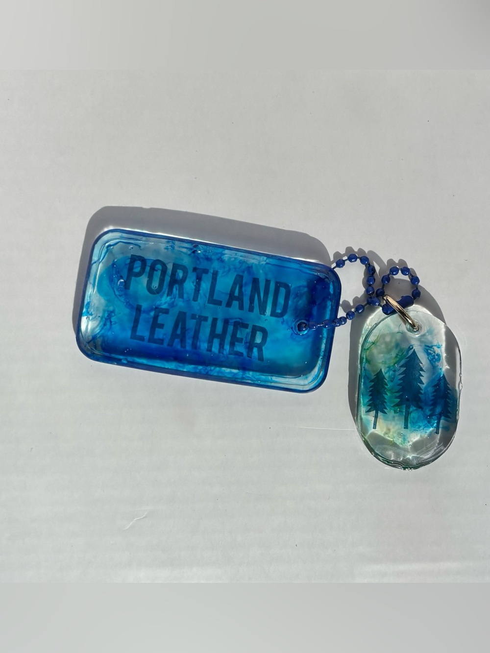 Upcycled Portland Leather Resin Bag Charm